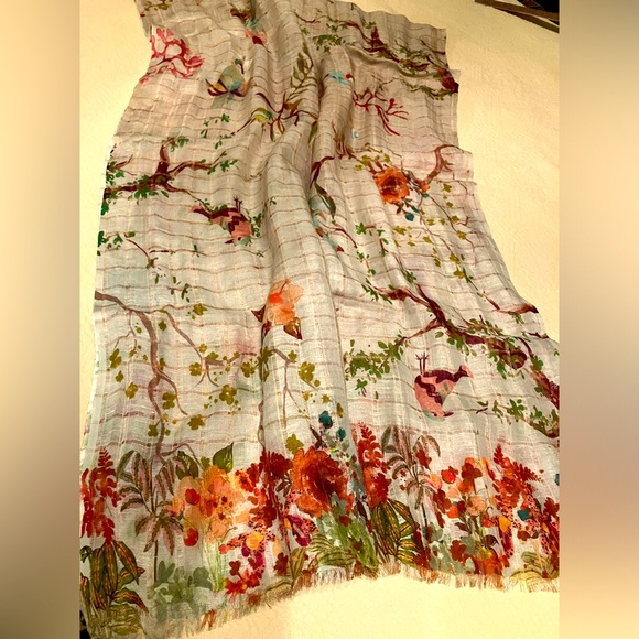 Scarf, Warm Floral with Birds - Picture 1 of 4